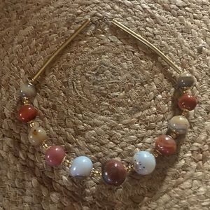 Vintage Gemstone and Brass necklace